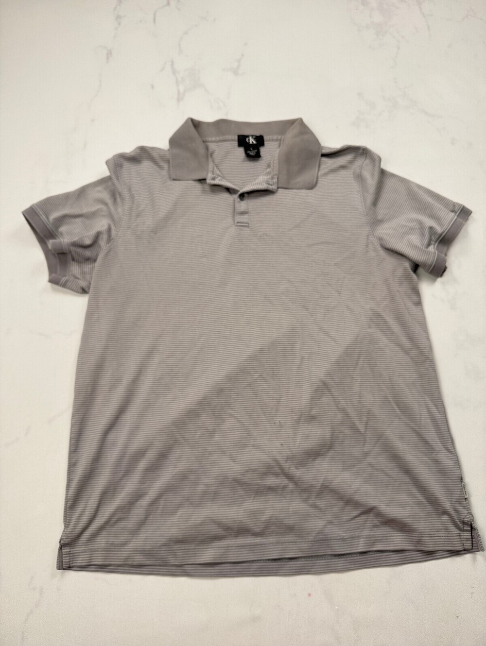 Calvin Klein Polo Shirt Gray Contemporary Minimalist - Mens L
